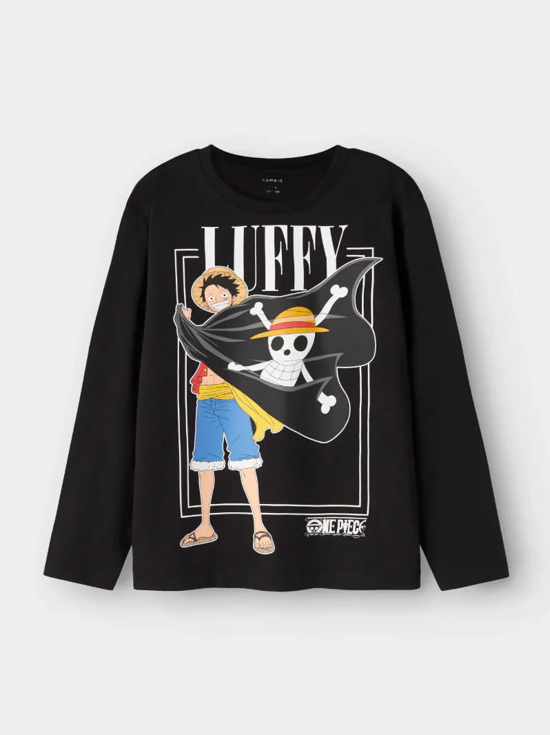 One Piece Monkey D. Luffy Straw Hat Crew Maglietta maniche lunghe Nero - Image 3